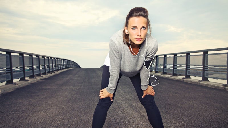 Female runner with focus and determination