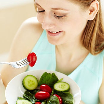 Girl eating healthy salad
