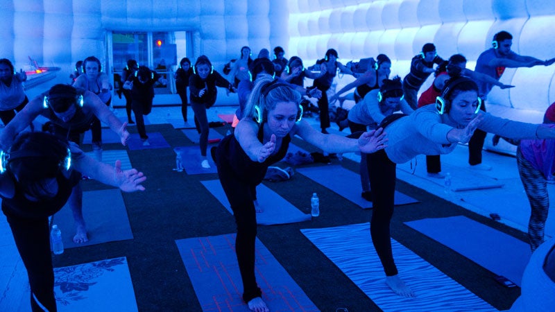 Glowga, glow in the dark yoga, sound off class Glowga, glow in the dark yoga, sound off class