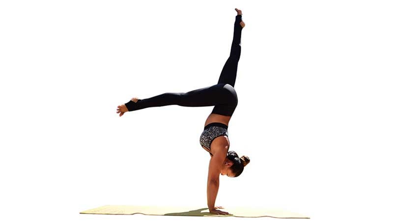 Two Fit Moms in Handstand Two Fit Moms in one-legged Handstand, eka pada vrksasana