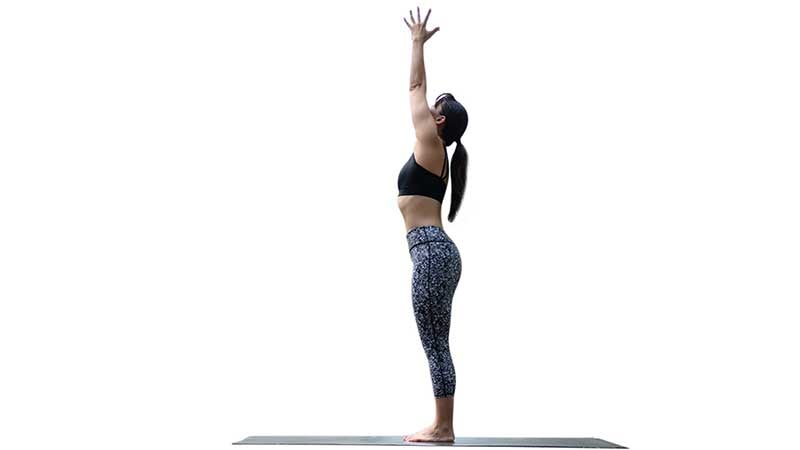 Two Fit Moms in Upward Salute Two Fit Moms in mountain pose, tadasana