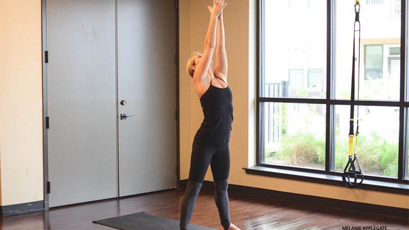 Mountain Pose variation with Prayer hands Mountain Pose variation with Prayer hands
