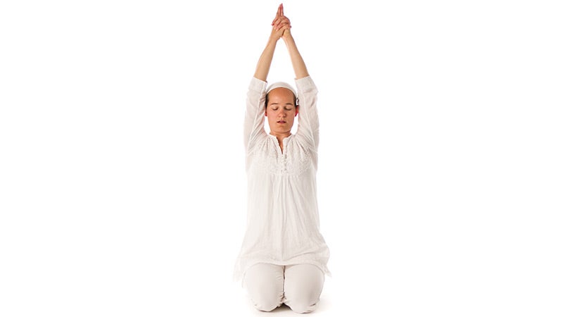 Sat-Kriya guru jagat, kriya, easy seat pose variation, sukhasana