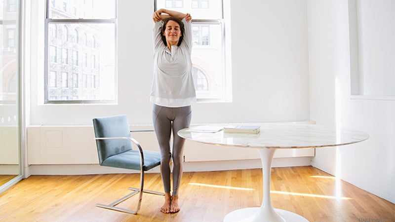 frame elena bower, chair yoga, mountain pose variation, tadasana