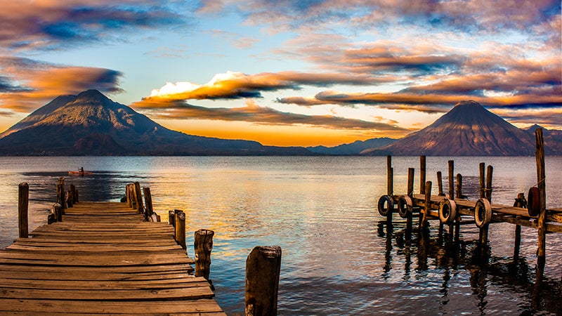 lake, Guatemala, travel, stock sunset, water, mountain, sceneary