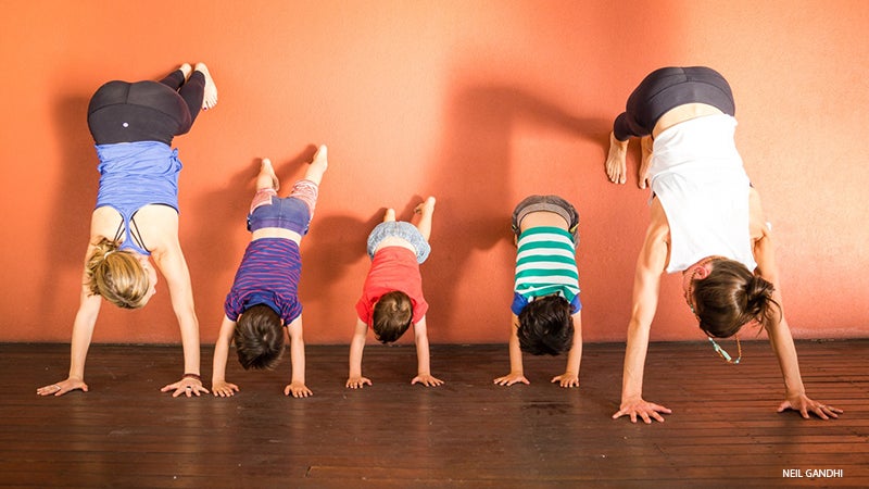Leah Cullis and friends demonstrate L-shaped Handstand. Leah Cullis and friends demonstrate L-shaped Handstand.