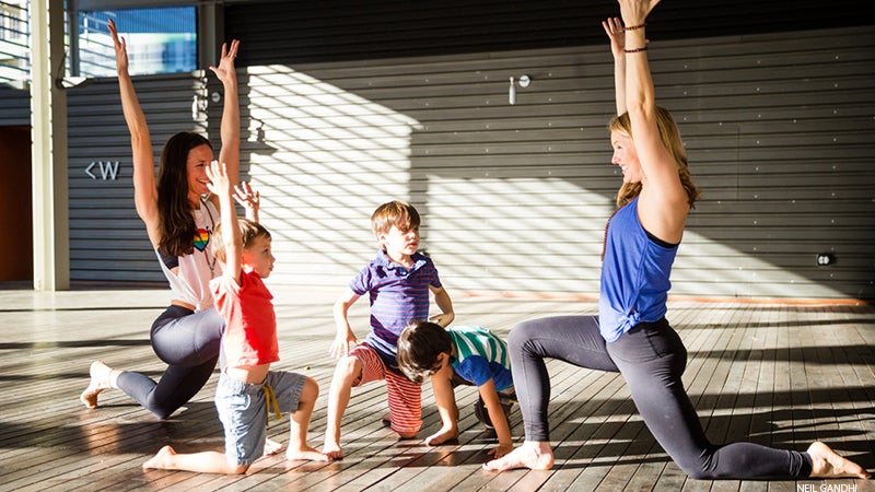 Leah Cullis and friends demonstrate Low Lunge. Leah Cullis and friends demonstrate Low Lunge.