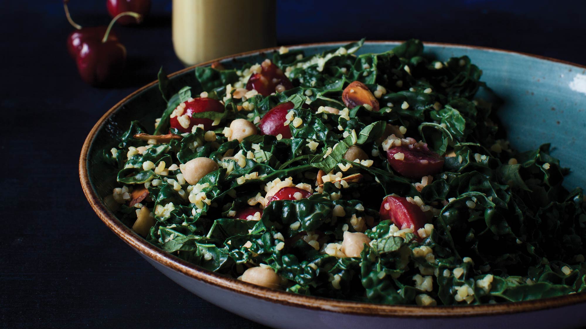 KaleSalad_294 Bulgur and kale salad with honey-yogurt dressing