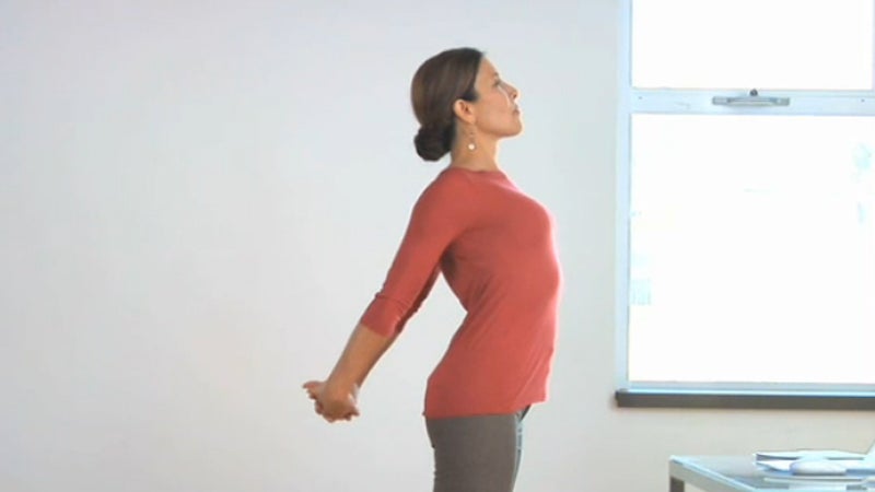 woman teaching yoga pose video shoulder and neck release woman teaching yoga pose video shoulder and neck tension
