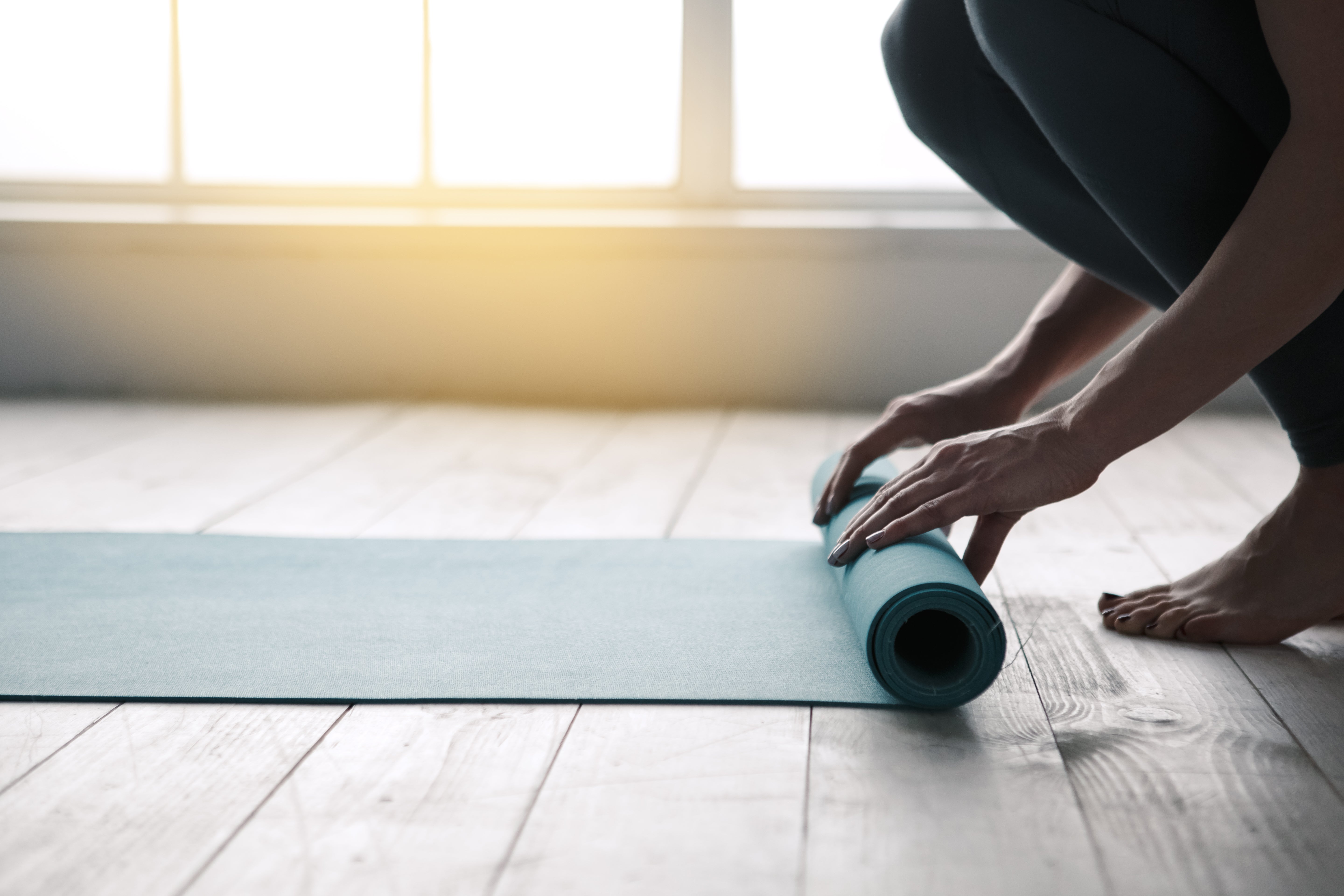 doing yoga on carpet