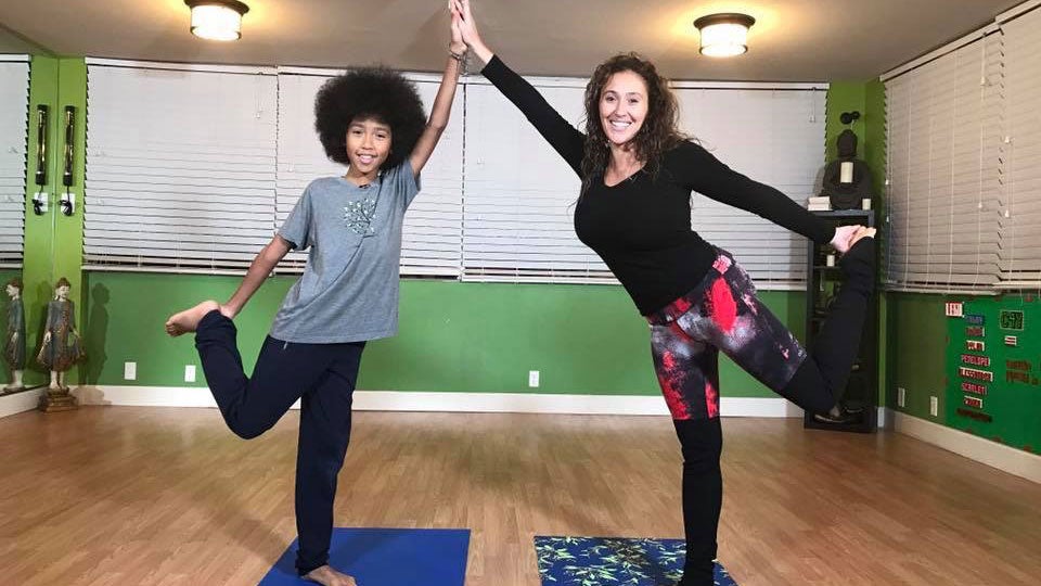 childyoga Tabay Atkins and his mom, Sahel Anvarinejad.
