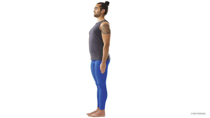 From Mountain Pose, exhale to fold forward. Inhale to lift halfway up, then exhale to step into Plank, then Chaturanga Dandasana (Four-Limbed Staff Pose). On your next inhalation, press the tops of your feet down into the mat and lift your thighs off the floor as you straighten your arms and press your scapulas into your back body. Stay here for 1–2 breaths, silently repeating the following mantra: “I am courageous.”See also A Quick HIIT Yoga Home Practice to Get Strong and Empowered