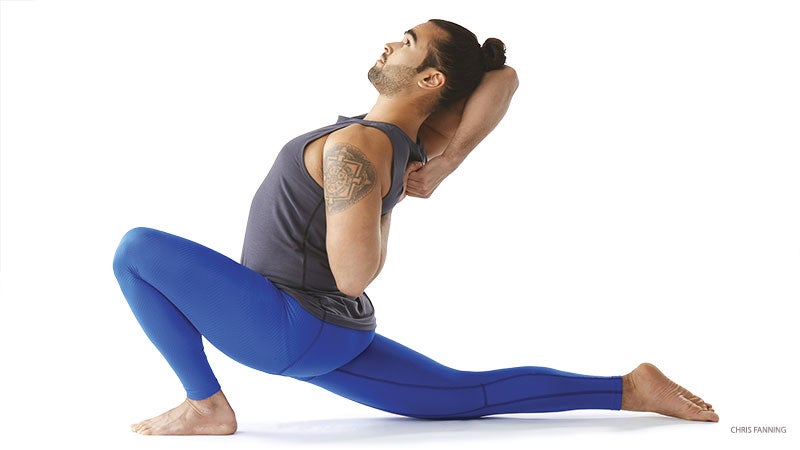 From Upward-Facing Dog, tuck your toes and send your hips up and back on an exhalation. Lengthen your tailbone away from the back of your pelvis, lifting your sit bones toward the ceiling. Straighten your knees but be sure not to lock them, and press your chest toward your thighs. Stay here for at least 5 deep, Ujjayi breaths, silently repeating your meditation mantra: “I am strong. I am powerful. I am a warrior.”See also How Army Vet Dan Nevins Spreads Hope Through Yoga
