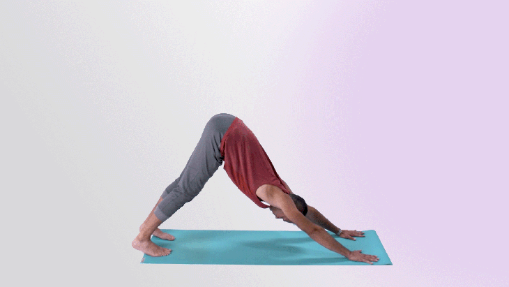 In this moving image, a man demonstrates how to move into Revolved Side Angle Pose