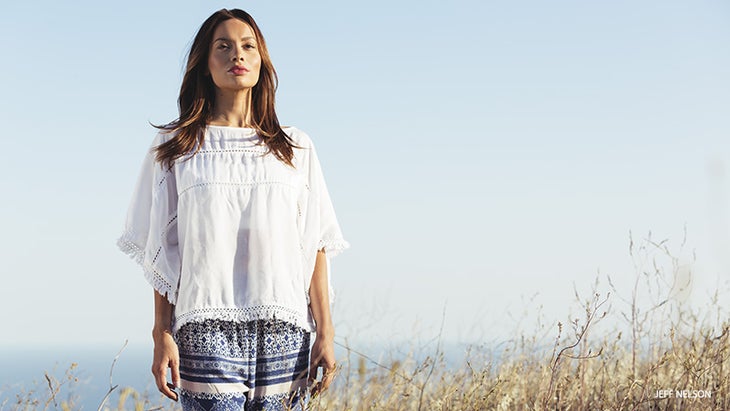Woman Breathing in Field meditating Woman Breathing in Field