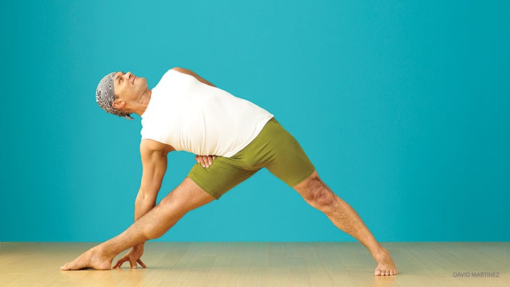 mc_239_03_fnl-credit Baddha Trikonasana (Bound Triangle Pose) hyperextended knee, Baddha Trikonasana (Bound Triangle Pose) Baron Baptiste