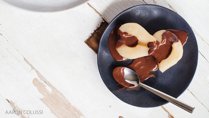 honeyed canned pears with chocolate drizzel recipe honeyed canned pears with chocolate drizzel recipe