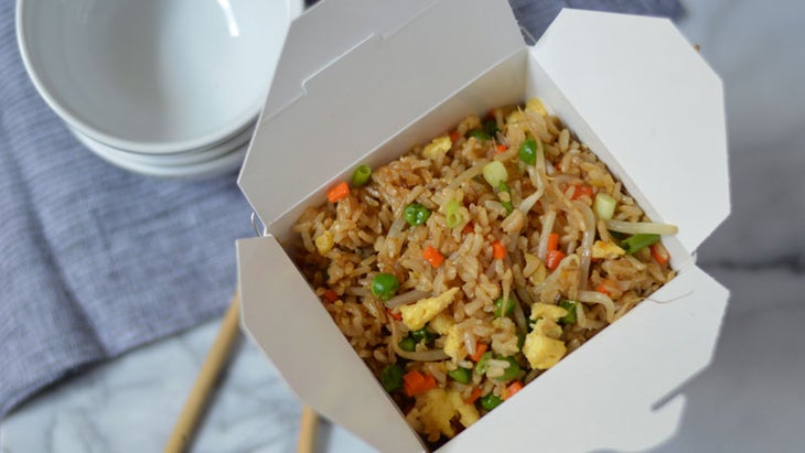 chicken fried rice national gourmet institute takeout box of chicken fried rice recipe
