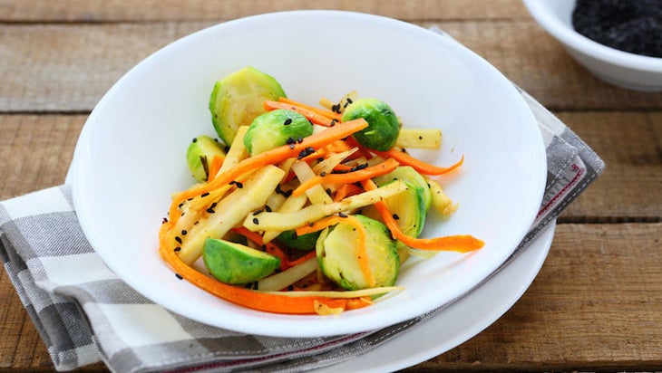 Hashed Brussels Sprouts with Carrots and Poppy Seeds Hashed Brussels Sprouts with Carrots and Poppy Seeds