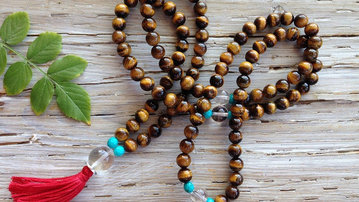 Silver and Sage Tiger's Eye Mala mala beads