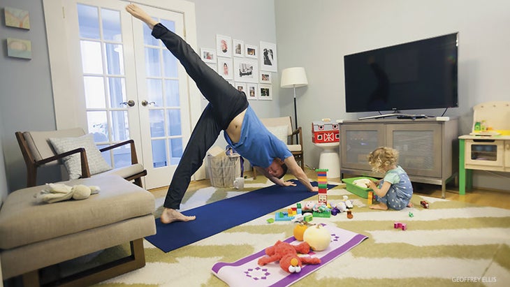 Jason Crandell, three-legged dog pose, eka pada ado mukha svana, home practice