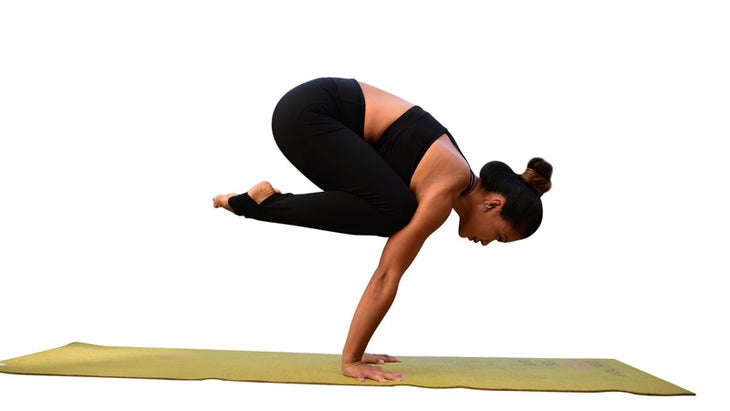 Two Fit Moms perform Crow Pose.