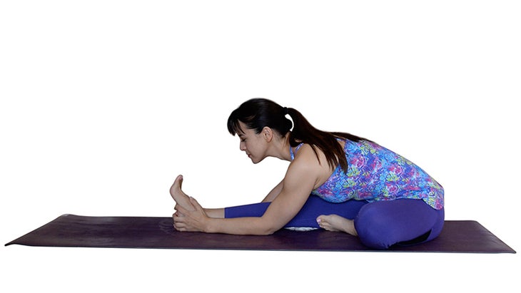 Two Fit Moms perform Head-to-Knee Forward Bend. Two Fit Moms perform Head-to-Knee Forward Bend.