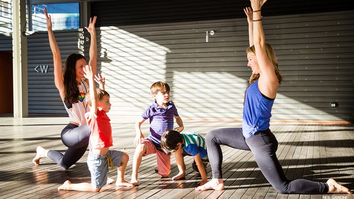 Leah Cullis and friends demonstrate Low Lunge. Leah Cullis and friends demonstrate Low Lunge.