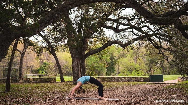Leah Cullis demonstrates common mistakes in Wheel Pose. Leah Cullis demonstrates common mistakes in Wheel Pose, urdhva dhanurasana