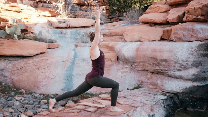 "Leah Cullis performs Crescent Lunge pose