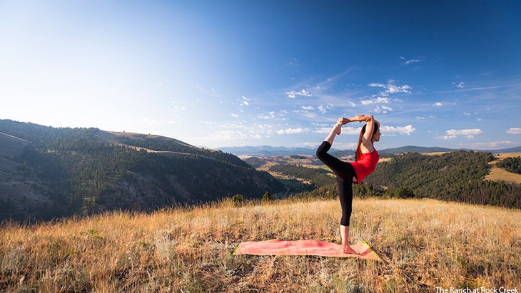 RanchRockCreek dancers pose, outside, yoga pose