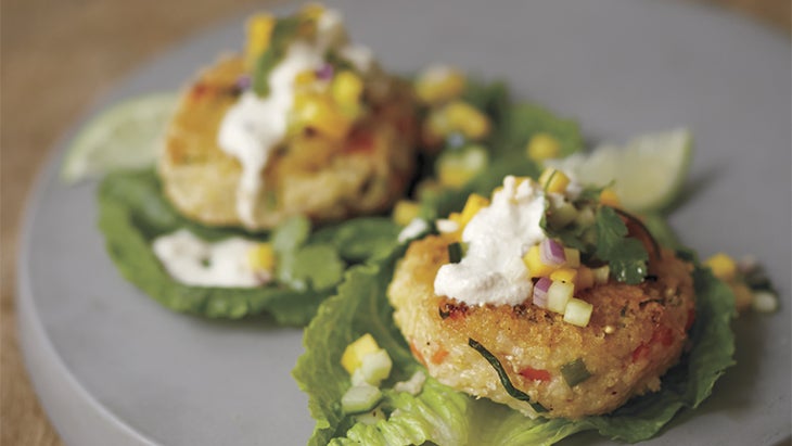 Fabulous Lemon Basil Millet Burgers with Miraculous Mango Salsa Fabulous Lemon Basil Millet Burgers with Miraculous Mango Salsa
