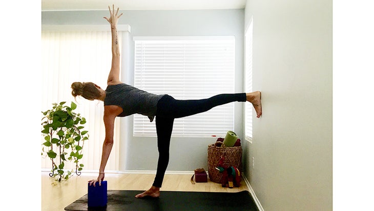 Twisted Half Moon Pose with Top Foot Anchored Twisted Half Moon Pose with Top Foot Anchored