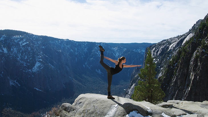 Dancer pose, on mountain Dancer pose, on mountain