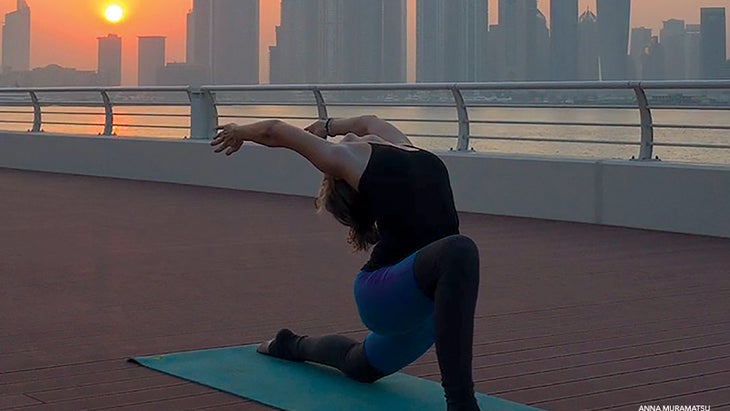 backbend lunge, sunrise backbend lunge, sunrise