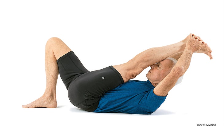 Reclining Hand-to-Big-Toe Pose, variation Reclining Hand-to-Big-Toe Pose, variation