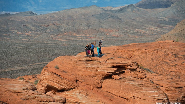 HeliYoga students check out the Valley of Fire. HeliYoga students check out the Valley of Fire.
