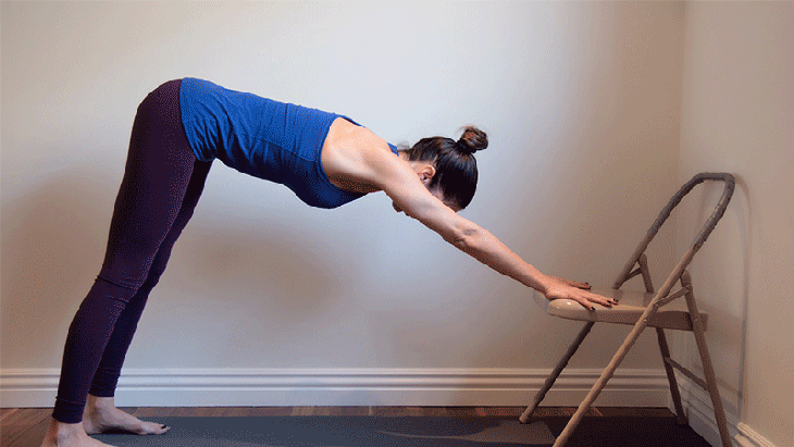 Three-Legged Dog-Plank with Side Crunch, chair, prenatal, karly treacy Three-Legged Dog-Plank with Side Crunch, chair, prenatal, karly treacy