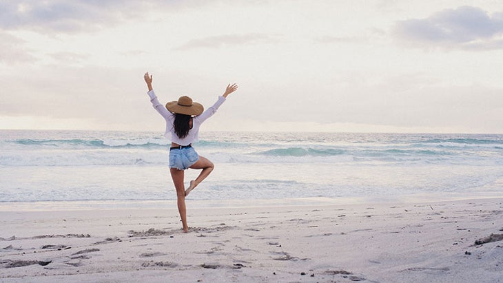 tree pose on vacation, beach tree pose on vacation, beach