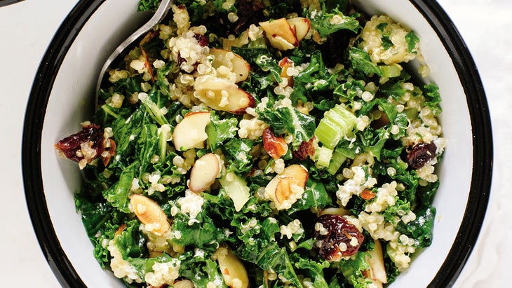 073620_kale-quinoa-salad_8563 Kale and Quinoa Salad with Crisp Celery, Plumped Cranberries, and Lemon Dressing