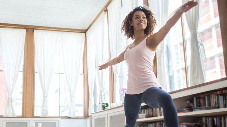 African-American-woman-doing-yoga-at-home-000072508017_Large None