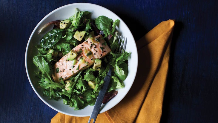 Nourish_294_Salmon_cmyk Lemon-sesame salmon with avocado and greens