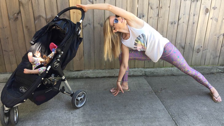 stroga-7 extended side angle pose, postnatal yoga, stroga