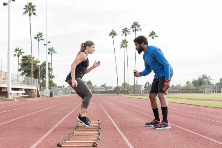 personal trainer with client