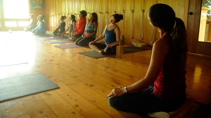 Students in a yoga class.