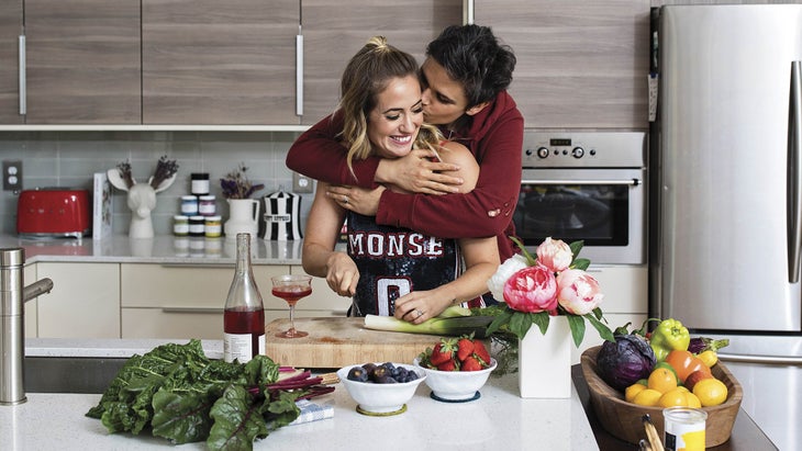 KBhome1 Kathryn Budig and Kate Fagan in the kitchen