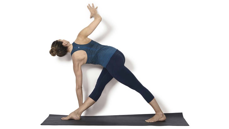 pyramid-twist Prep for revolved triangle pose.