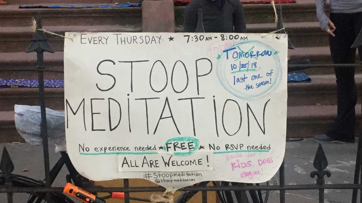 stoop meditation sign