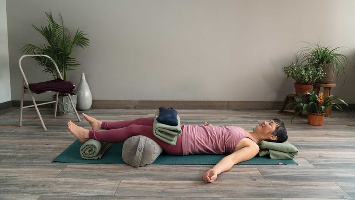 savasana-withprops Supported Savasana with props, pelvis