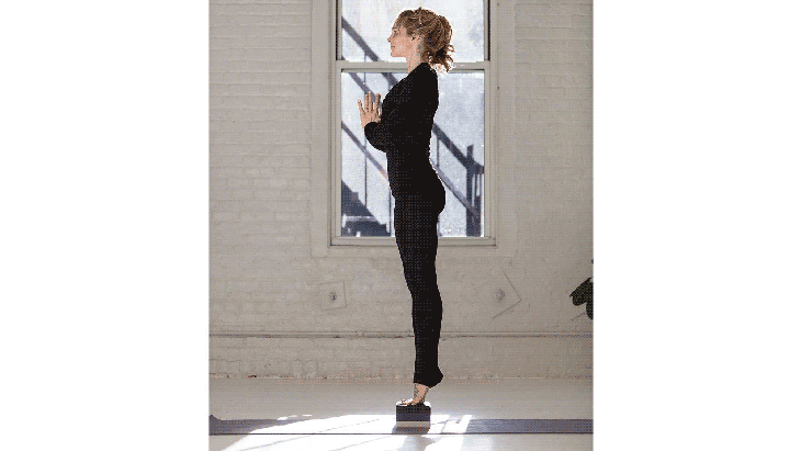 tippytoelower Kiley Holliday in Tippy-Toe Tadasana on a Block